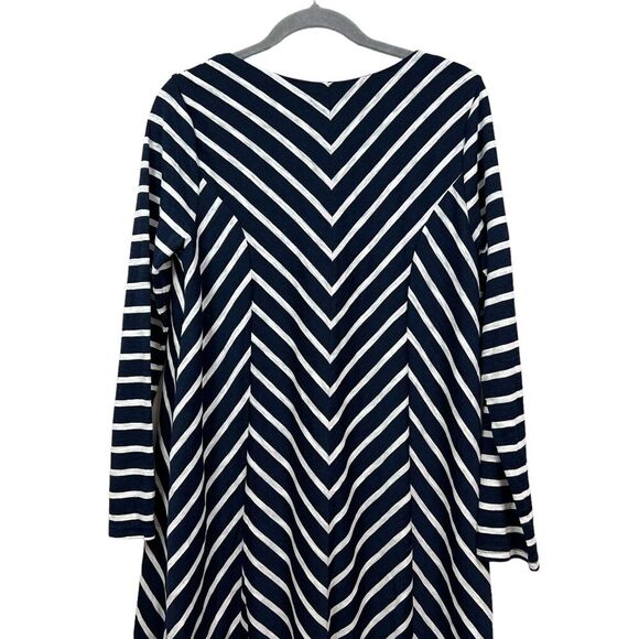 Crescent Womens Shift Dress Striped V Neck Lined Long Sleeves Blue White Size M - Picture 5 of 5